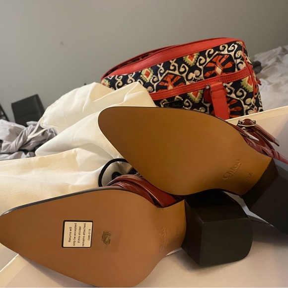 NWT Chloe Red Lace Up Boots - Picture 7 of 9